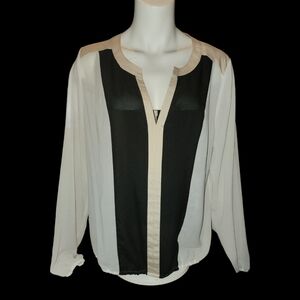 Charming Charlie black and tan blouse